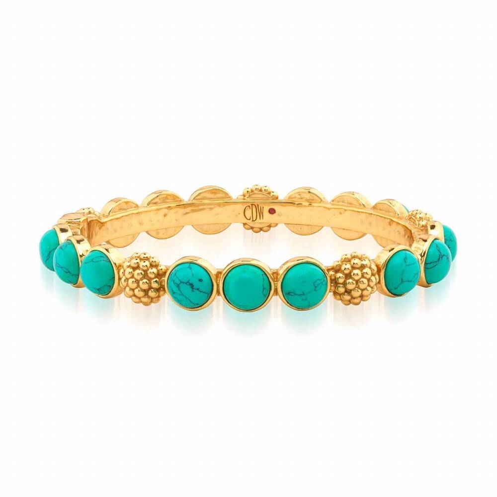 NEW CAPUCINE DE WULF women's berry gem hinged bangle in turquoise